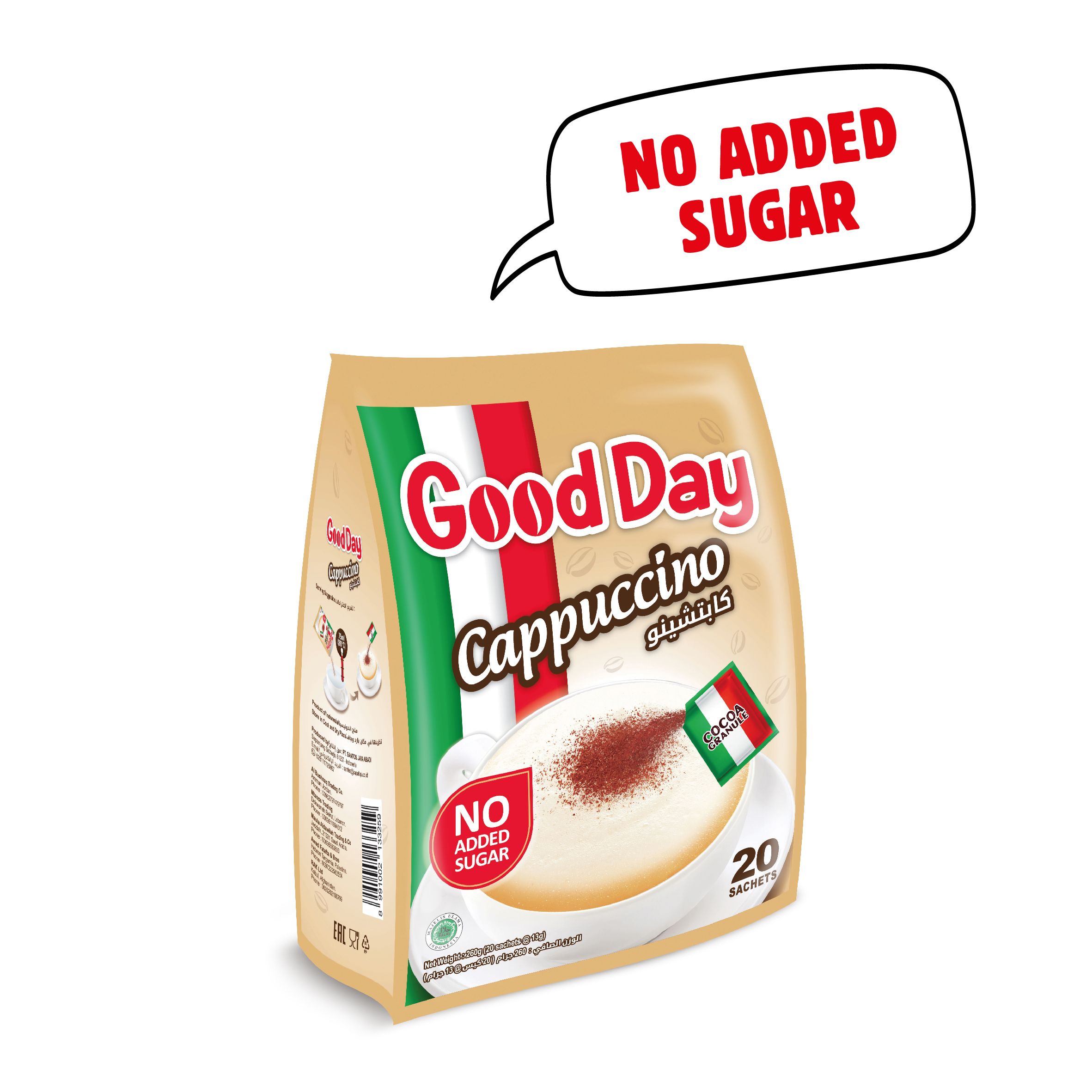 Buy Good Day NoAdded Sugar Cappuccino Sachets, 20x13g Online in Jordan